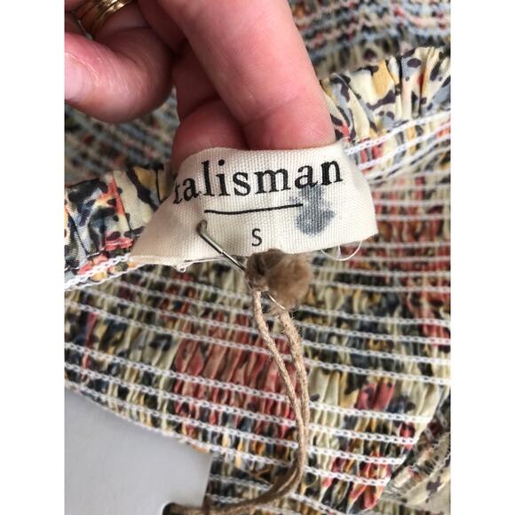 Talisman Women's Small Square Neck Firelight Cropped Smocked Top NEW - Picture 9 of 10